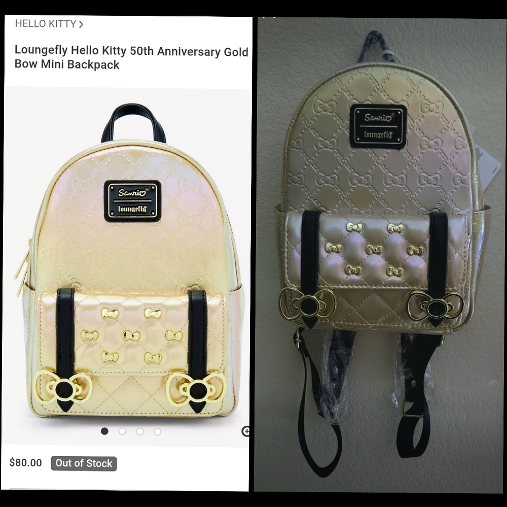 Loungefly Hello Kitty Gold and Black Mini Backpack